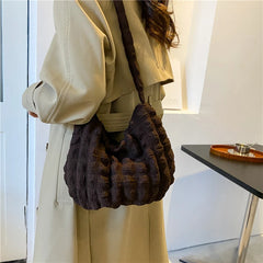 Pleated Women Shoulder Bag Large Capacity Underarm Tote Small Shopping Cloud Bub