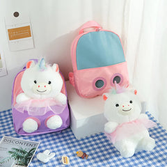 Plush Backpack Girls School Bags Kindergarten Backpacks Detachable Backpack