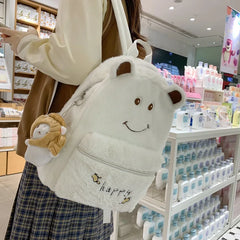 Plush Bear Backpack Girl's Travel Rucksack for Winter