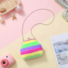 Fur Circle Wallet for Girl Clutch Embroidered Bag Key Earphone Organizer