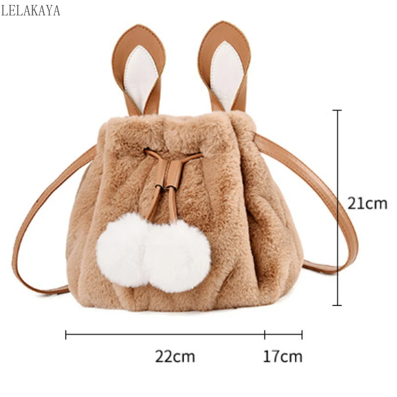 Lolita Rabbit Ear Bucket Bag Furry Crossbody Bag