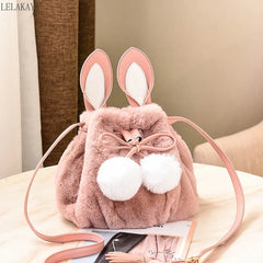 Lolita Rabbit Ear Bucket Bag Furry Crossbody Bag