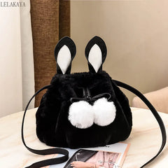 Lolita Rabbit Ear Bucket Bag Furry Crossbody Bag