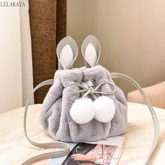 Lolita Rabbit Ear Bucket Bag Furry Crossbody Bag