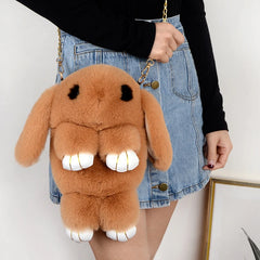 Plush Rabbit Shoulder Bag Crossbody Japanese Bunny Stuffed Toy Kids Gift