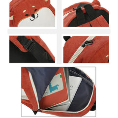 Pug Dog Corduroy Backpacks for Women Japan Style Fox Embroidery School Bags