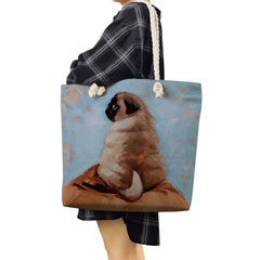 Pug Dog Print Reusable Shopping Bags Foldable Handbags