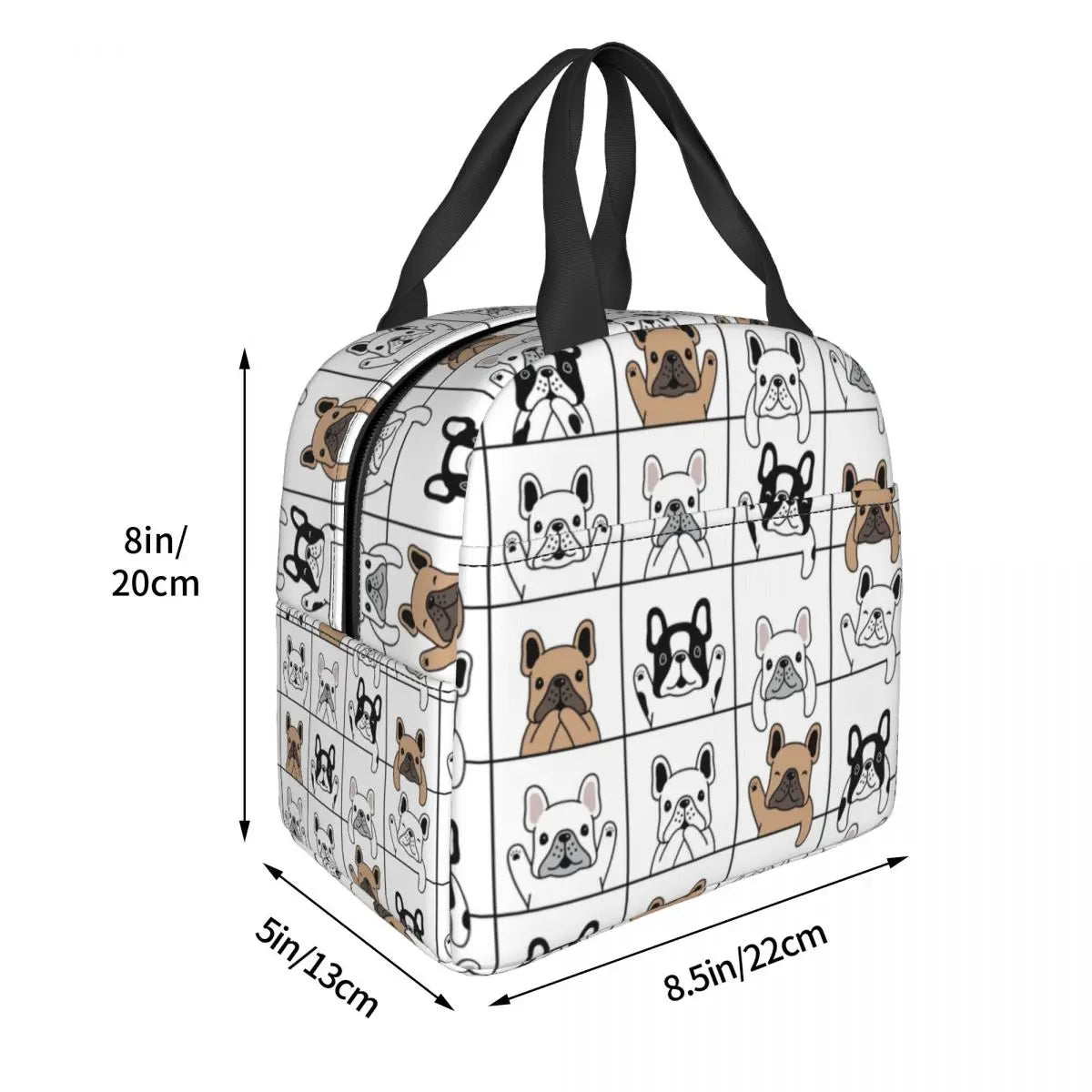 French Bulldog Puppy Lunch Bag Insulated Thermal Cooler for School Work Picnic