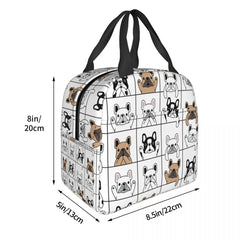 French Bulldog Puppy Lunch Bag Insulated Thermal Cooler for School Work Picnic