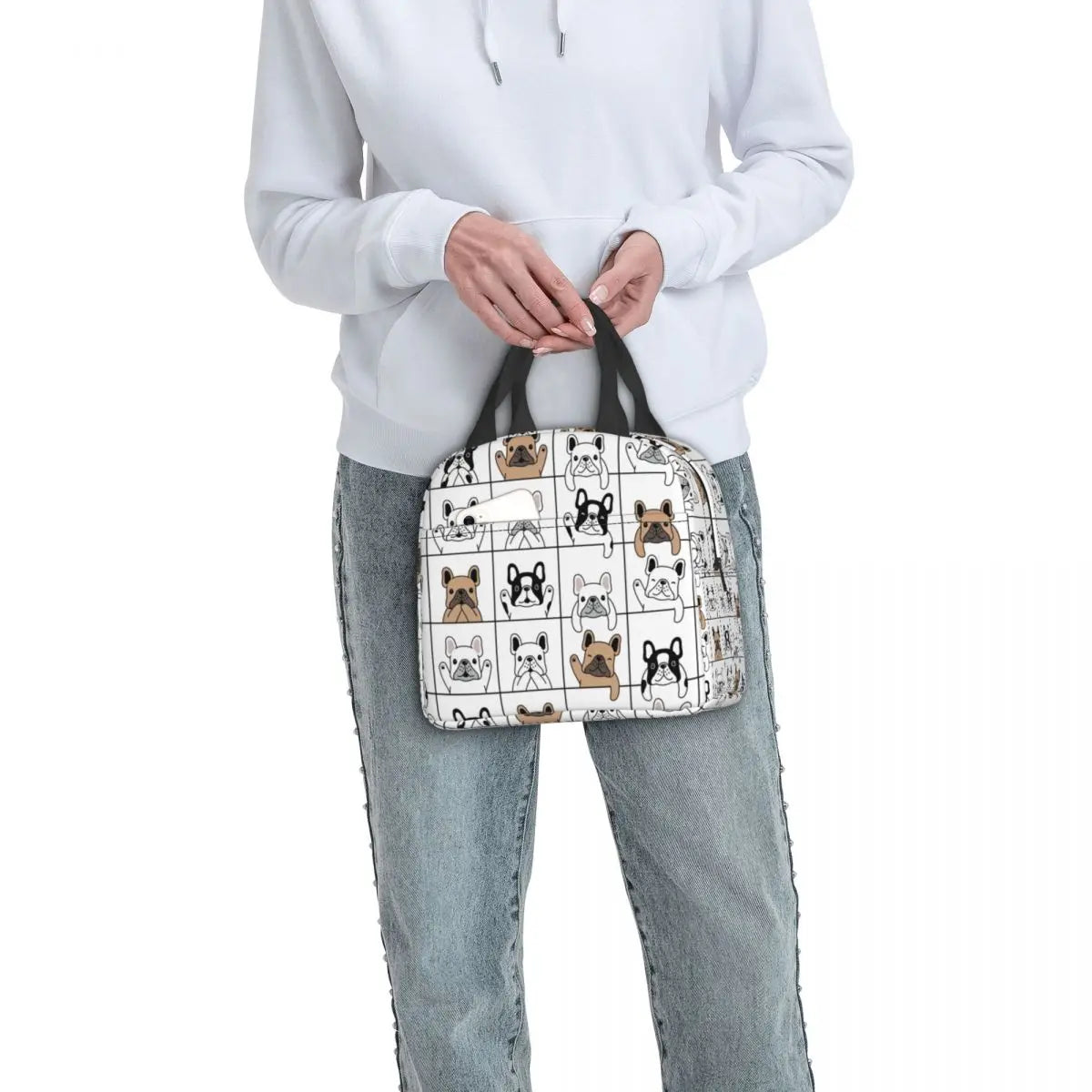 French Bulldog Puppy Lunch Bag Insulated Thermal Cooler for School Work Picnic
