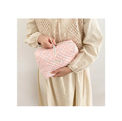 Quilted Cosmetic Bag Floral Makeup Organizer Zipper Beauty Case Women Travel