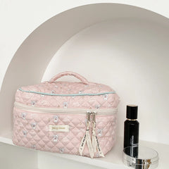 Quilting Cotton Makeup Bag Zipper Cosmetic Organizer Box Shape