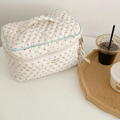 Quilting Cotton Makeup Bag Zipper Cosmetic Organizer Box Shape