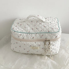 Quilting Cotton Makeup Bag Zipper Cosmetic Organizer Box Shape
