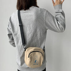 Rabbit Canvas Small Crossbody Bag Casual Messenger Vintage Ladies Purse