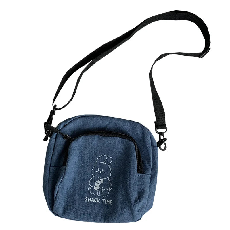 Rabbit Canvas Small Crossbody Bag Casual Messenger Vintage Ladies Purse