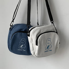 Rabbit Canvas Small Crossbody Bag Casual Girls Messenger Phone Purse Handbag