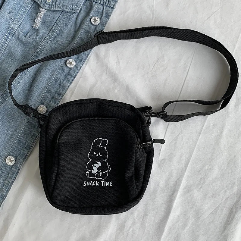 Rabbit Canvas Crossbody Bag Small Shoulder Purse Handbag
