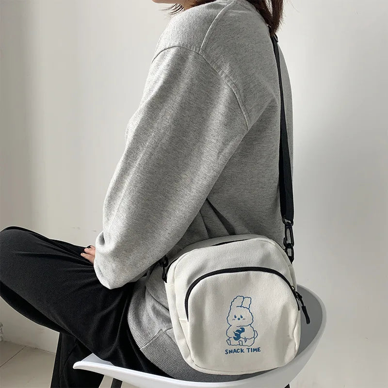 Rabbit Canvas Mini Crossbody Bag for Women