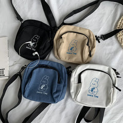 Rabbit Canvas Mini Crossbody Bag for Women