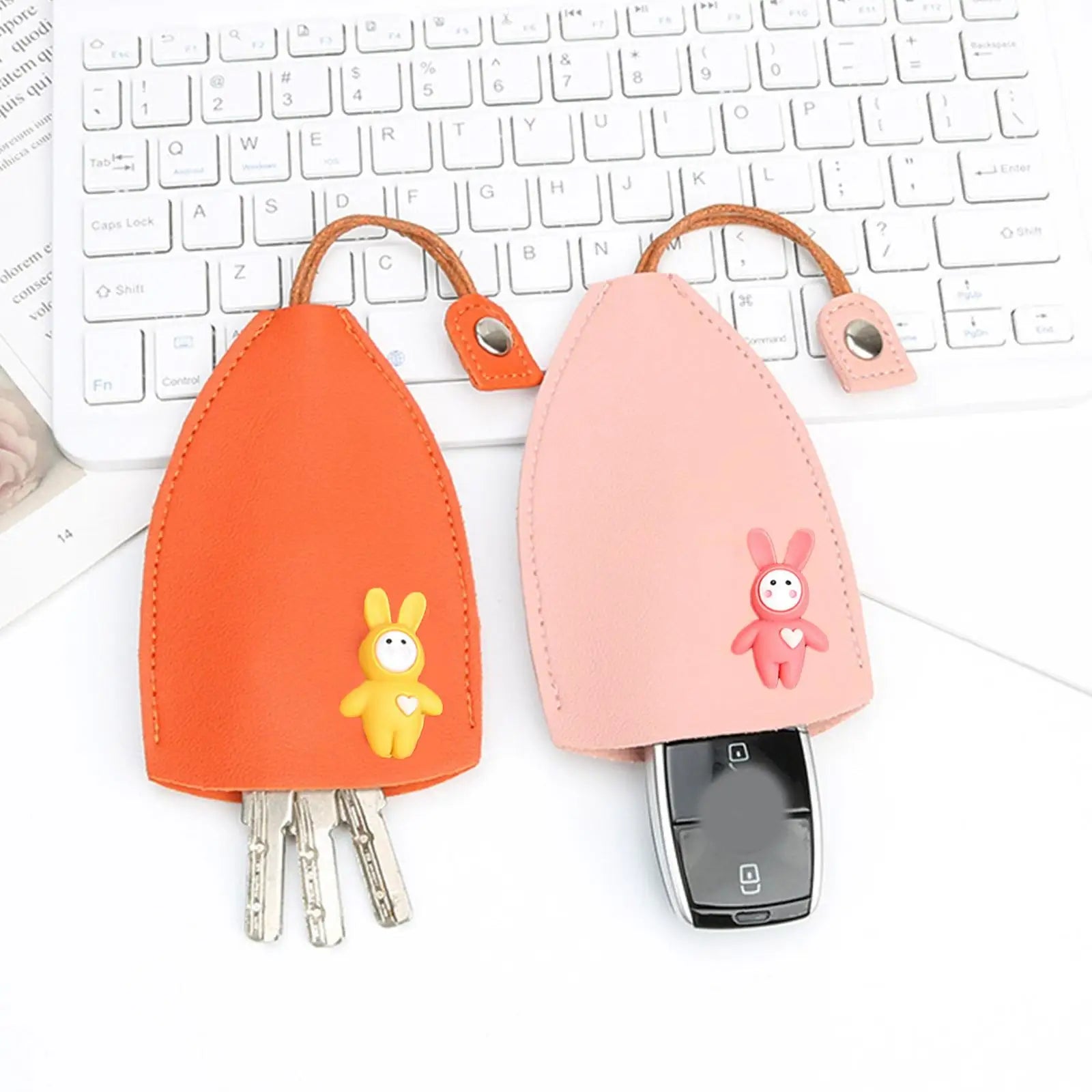 Rabbit Cat Key Bag PU Leather Key Wallets Men Women Key Holder Case