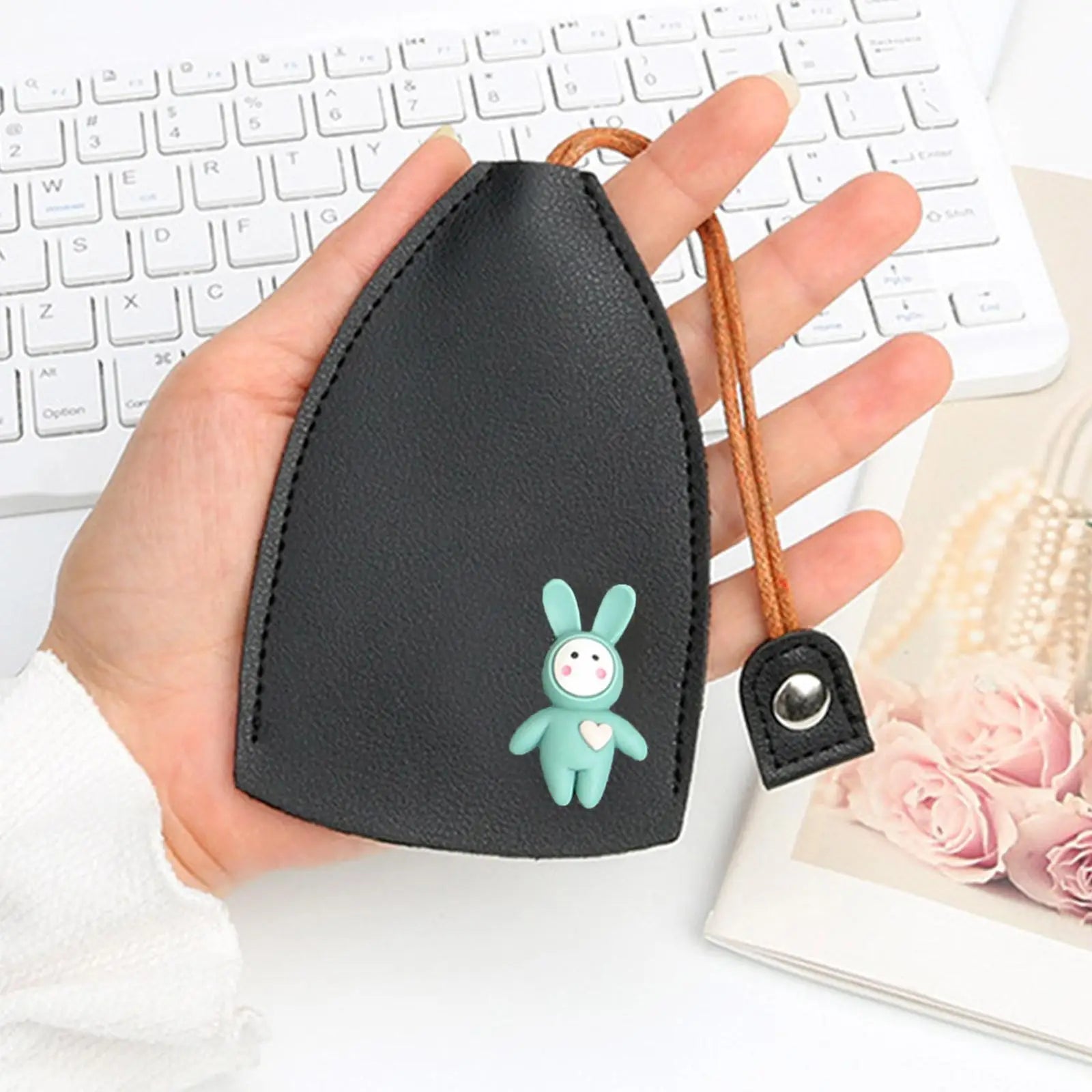 Rabbit Cat Key Bag PU Leather Key Wallets Men Women Key Holder Case