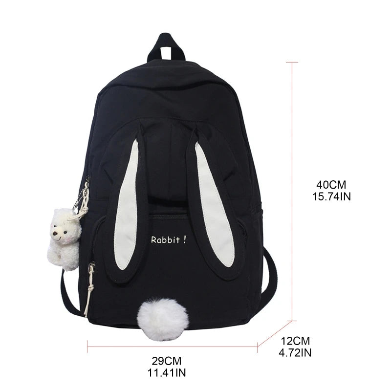 Rabbit Ear Backpack Teen Girls School Bag Nylon Casual Travel Bag