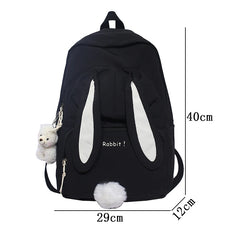 Rabbit Young Girl School Backpack Pink Women Bagpack Nylon Cartoon Schoolbag