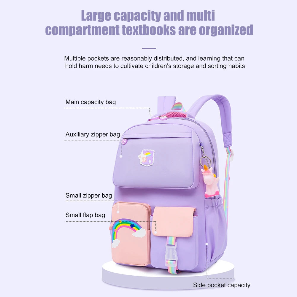 Rainbow Backpack for Women Girl Shoulder Strap Teenage Kids School Bags
