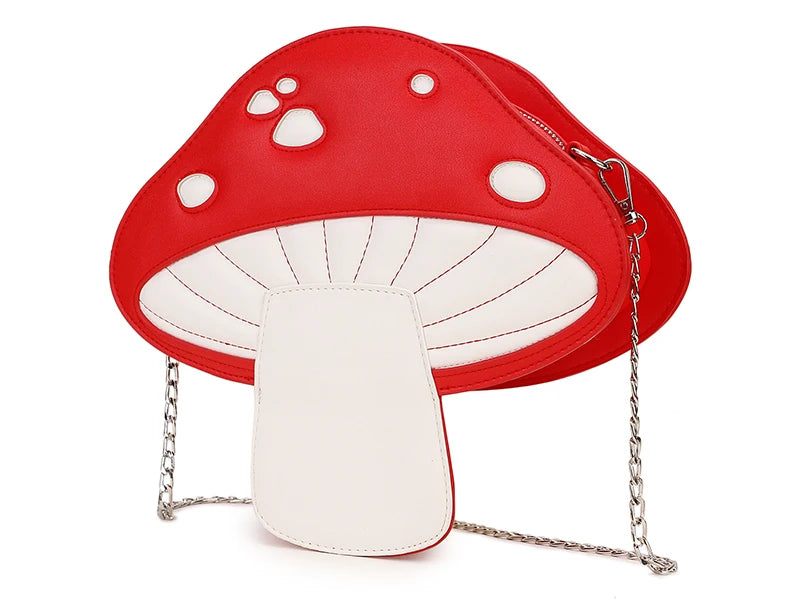 Red Mushroom Shoulder Bag Girl's Handbag Crossbody Chain Bag Purse Women Clutch