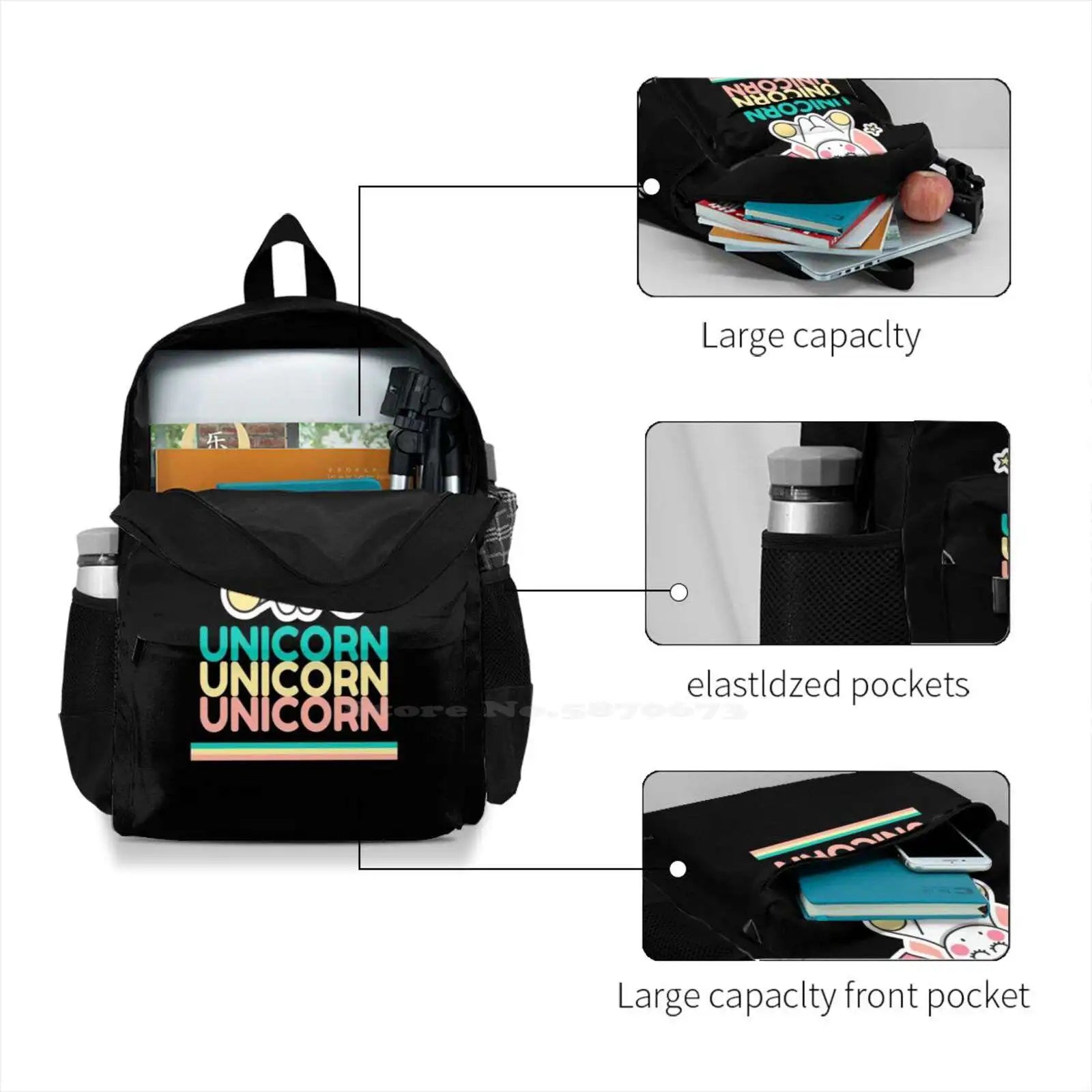 Retro Unicorn Backpack For Student School Laptop Travel Bag Unicorn Girly Dorm