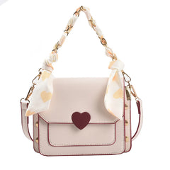 Ribbon Chain PU Leather Crossbody Bag for Women Shoulder Bag Purse Handbag