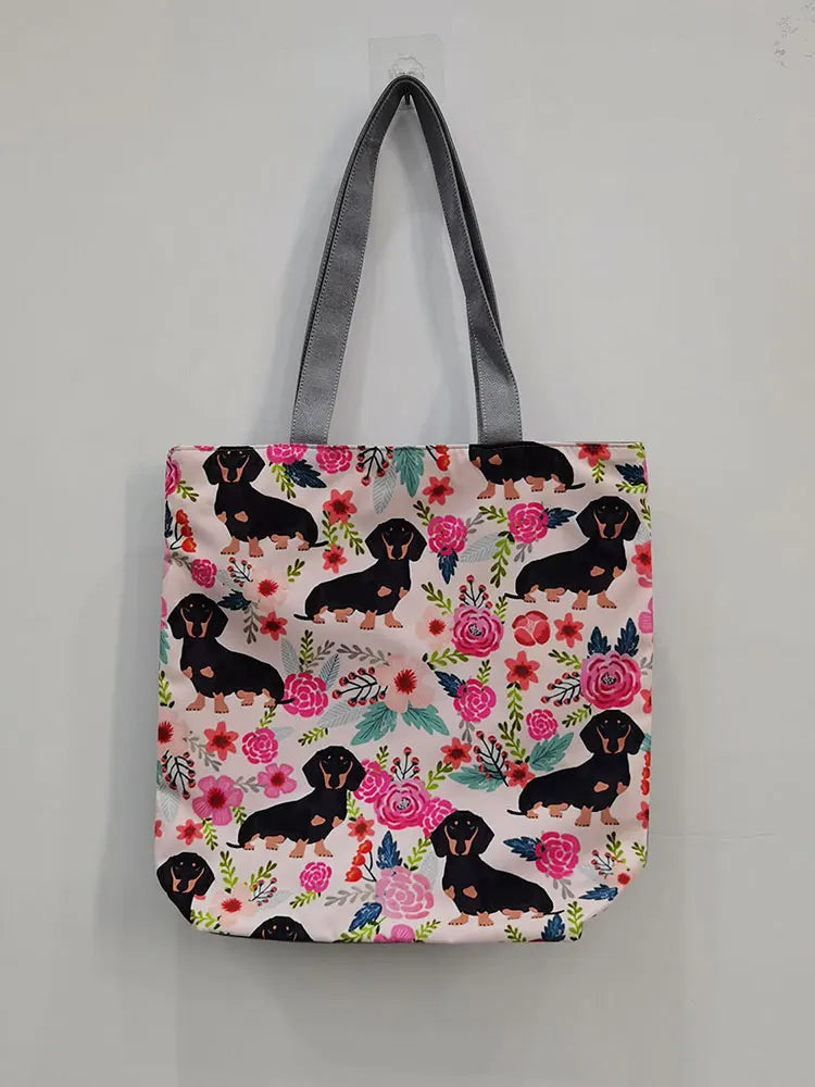 Sausage Dog Eco Tote Bag - Reusable Grocery Shopping Handbag