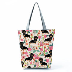 Sausage Dog Eco Tote Bag - Reusable Grocery Shopping Handbag