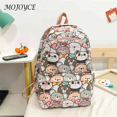 Girls Cartoon Animal Print School Bag College Student Travel Daypack