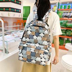 Girls Cartoon Animal Print School Bag Large Capacity College Student Ladies
