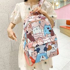 Girls Cartoon Animal Print School Bag Large Capacity College Student Ladies