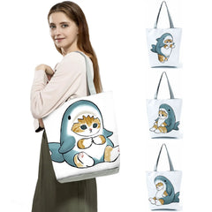 Shark Cat Handbags Portable High Capacity Shopper Eco Reusable Shopping Bag