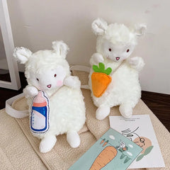 Sheep Shape Plush Crossbody Bag Women Girls Shoulder Bag Large Capacity