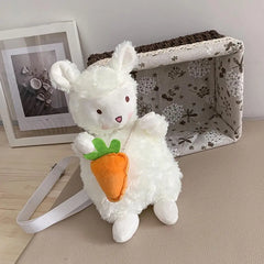 Sheep Shape Plush Crossbody Bag Women Girls Shoulder Bag Large Capacity