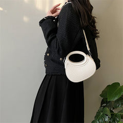 Striped PU Leather Crossbody Bag for Women