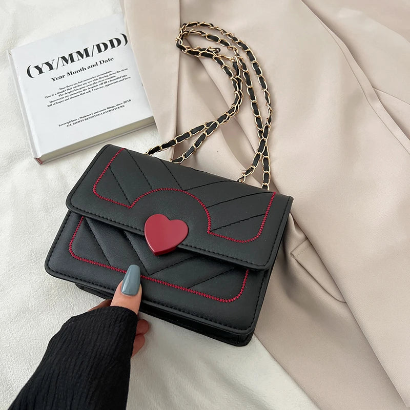 Women's PU Leather Shoulder Bag with Chain - Messenger Bag Wallets