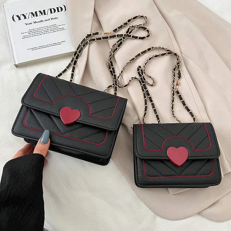 Women's PU Leather Shoulder Bag with Chain - Messenger Bag Wallets