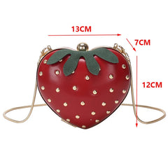 Women's Mini Strawberry Crossbody Bag Chain Purse Clutch Red Handbag