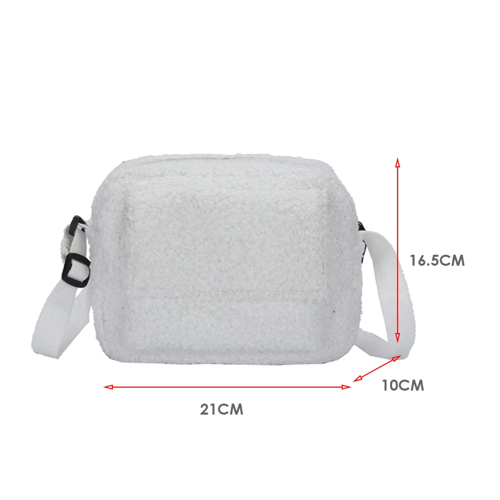 Vintage Lamb Wool Shoulder Bag for Women