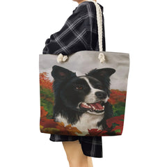 Watercolor Collie Dog Print Tote Bag Large Capacity