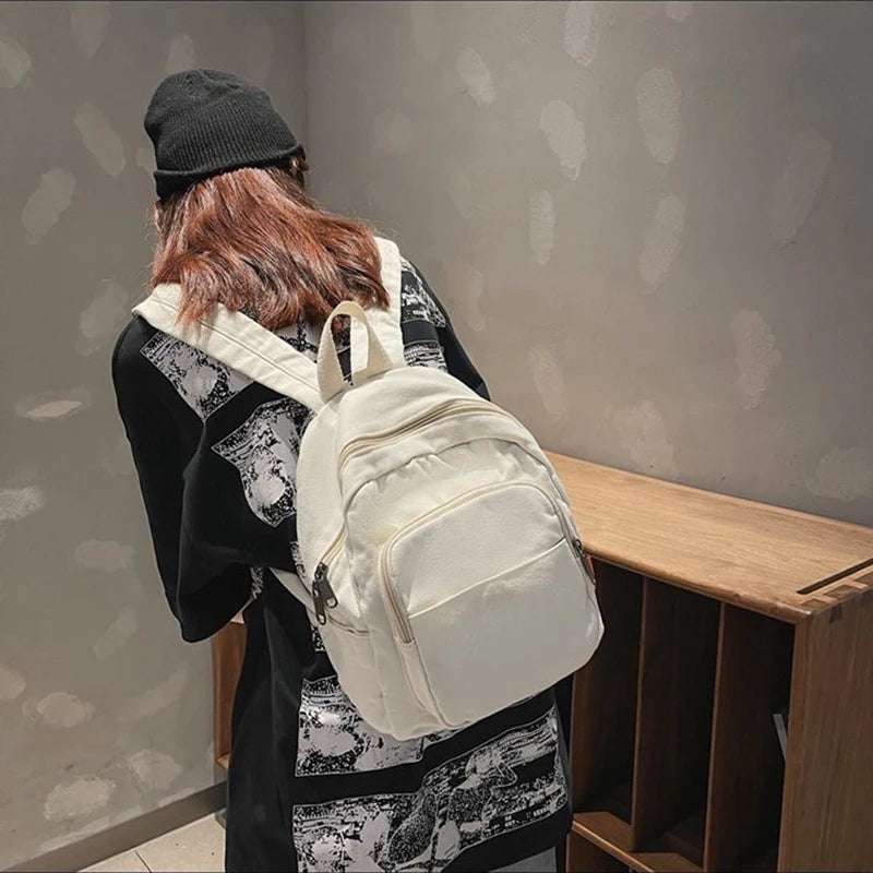 Mini Canvas Travel Backpack for Teenager Girls