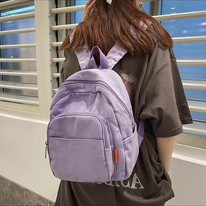 Mini Canvas Travel Backpack for Teenager Girls