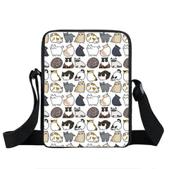 Small Cat Print Casual Women Messenger Bag Girls Shoulder Travel Satchel