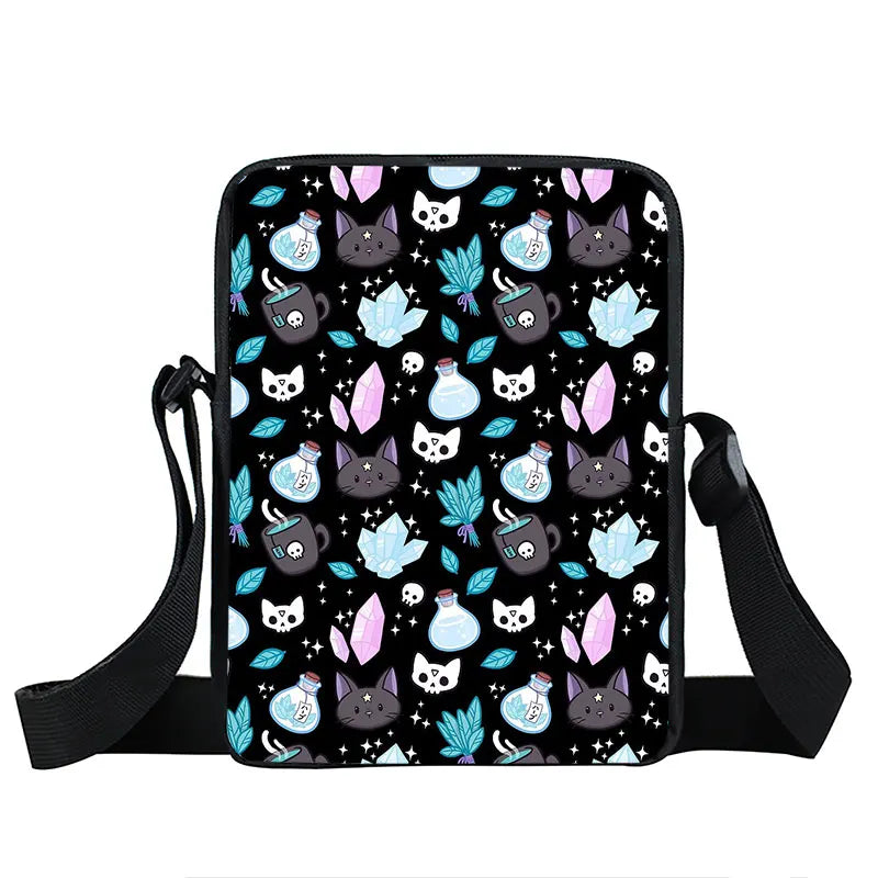 Small Cat Print Casual Women Messenger Bag Girls Shoulder Travel Satchel